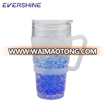 2018 Bpa Free Hot Selling Summer Double Wall Gel Custom Plastic Freezer Beer Mug With Removable Hanlde