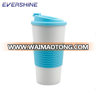 Eco-friendly 16oz custom coffee reusable mug plastic cups reusable with custom logo printed