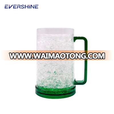 Factory Custom Logo 450ml Double Wall Self-Cooling Plastic Freezer Beer Mug