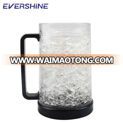 Cold drink double wall self-cooling 16OZ freezer plastic beer mug